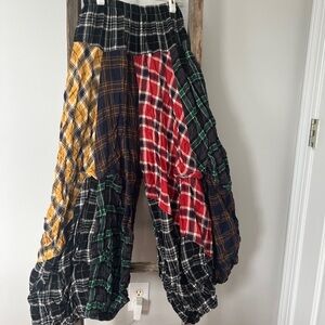 Plaid Patchwork Women's Pants